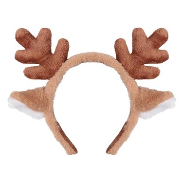 Reindeer Antlers Headband Christmas Headbands for Women Cute Animal Ears Hairband Fluffy Realistic Deer Antlers Hair Hoop for Winter Xmas Hair Accessory Festival New Year Party Headwear 1PCS (Brown)