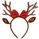 QDTK Christmas Antlers Headband Brown Reindeer Ears Headbands for Women Girls Sequined Glittery Deer Antler with Bow Hairband Holiday Hair Accessories