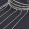 NICENEEDED Long Rhinestone Tassel Headband Silver, 4 Rows Crystal Hair Hoop with Long Punk Chains, Sparkling Hair Chain Jewelry Headwear for Women Girls Wedding Party Accessories