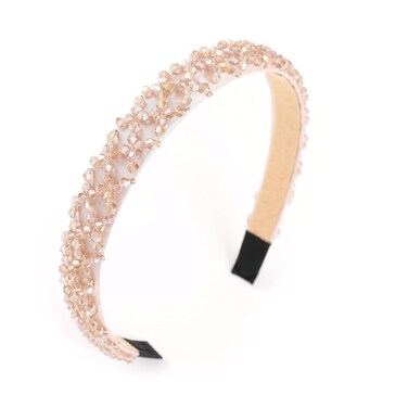 Crystal Rhinestone Headbands for Women Girls Bling Sparkly Headband Beaded Padded Hair Band Holiday Wedding Hair Accessories Champagne
