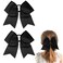 Large Black Cheer bow, Hipcheer 8 Inch Large Jumbo Cheer Hair Bows Ponytail Holder Elastic Band Handmade for Cheerleaders Teen Girls College Sports