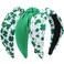 St. Patrick&rsquo;s Day Headbands for Women Irish Green Shamrock Leaves Knotted Wide Headband Non Slip Hair Hoops St Patricks Hair Accessories Gift for Her