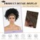 LEOSA Short Afro Wig for Black Women - Synthetic Kinky Curly Headband Wig with Turban Wrap - Natural 4Inch Afro Puff