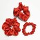 Premium Silk Hair Scrunchies Set of 3, Silky Hair Bands Gift Set for Women, 01 Rhinestone Hairband, 01 Medium Hairband, 01 Small Hairband (Bright Red)