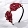 Multilayer Bow Headbands Pearl Rhinestone Hairbands Black Red Headpieces Teeth Comb Bowknot Hair Accessories for Women (Red)