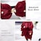 Multilayer Bow Headbands Pearl Rhinestone Hairbands Black Red Headpieces Teeth Comb Bowknot Hair Accessories for Women (Red)