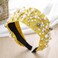 Yellow Beaded Headbands Pearl Hairbands Wide Headband Cute Headpiece Embellished Hair Accessories for Women 1PCS (Yellow)