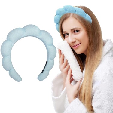 Dalin Spa Headband for Women, Makeup Headband for Sponge &amp; Terry Towel Cloth Fabric Hair Band and Versed Headband for Washing Face, Makeup Removal, Shower, Skincare(Blue-1 Pc)