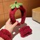 Ivyu Spa Skincare Headbands&amp; Wristband Set，Cute Strawberry Makeup Headband For Women Girls,Non Slip Sponge Headband，Skincare-Padded Soft Thick Terry Cloth Hair Band Accessory.