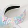 Sequin Knotted Headbands for Women Kids Girls Sparkly Beaded Rainbow Headband Fabric Wide Top Knot Glitter Hairband Birthday Holiday Girls Cute Bling Hair Accessories A-White