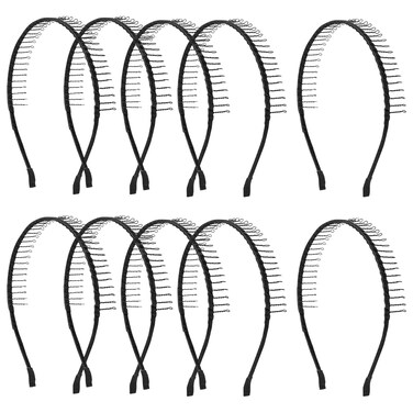 AUEAR, 10 Pack Black Metal Headbands Teeth Comb Hairbands Non-Slip Hair Hoop for Women Men Accessories