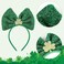 St Patrick's Day Headband, Green Bow Hair Band Shinny Irish Shamrock Headband Clover Headpiece St Patrick's Day Costume Accessories for Women Girls Irish Festival Party Supplies