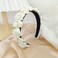 Teensery Satin Rose Flower Headband Romantic Floral Hair Hoop Headpieces for Girls Women Bridal Wedding Party, Ivory
