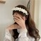 Teensery Satin Rose Flower Headband Romantic Floral Hair Hoop Headpieces for Girls Women Bridal Wedding Party, Ivory
