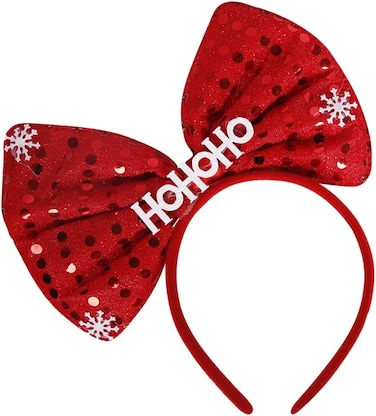 Christmas Headband Xmas Bow Hair Bands Red Red Glitter Snowflake Design Christmas Hair Accessories for Girls Women Birthday Party New Year Wedding Celebration Head Wear Gifts