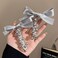2pcs Silver Bow Tie Telephone Wire Spiral Hair Tie No Crease Ponytail Hair Band Elastic Coils for Women and Girls