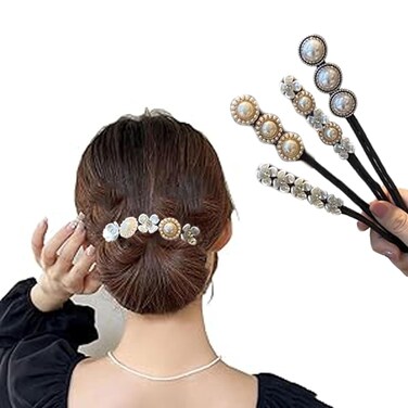 4 Pcs Hair Bun Makers-Shining Flowers Hair Accessories for Girls
