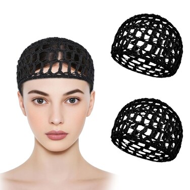 2PCS Hair Nets For Sleeping, Crochet Hair Net, Silk Press Wrap For Hair, Hair Wrap Net, Sleeping Hair Wrap Caps For Hair Silk Press Tidy Women Sleeping