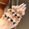 9Pcs Handmade Boho Pearl and Crystal Hair Accessories: Stretchy Scrunchies, Hair Bands, Ponytail Holders, and Hair Ropes for Women and Girls