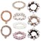 9Pcs Handmade Boho Pearl and Crystal Hair Accessories: Stretchy Scrunchies, Hair Bands, Ponytail Holders, and Hair Ropes for Women and Girls