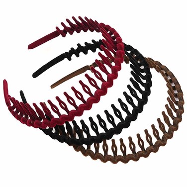 Teensery 6 Pcs Velvet Comb Headbands Long Tooth Wavy Hair Bands Non-Slip Hair Hoop Headwear Hair Accessories for Women and Girls
