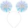 DIVINA VITAE Foil Strips Pom Pom Headband Glitter Tinsel Headband White Hair Accessories for Women, Fluffy Pom Ball Headband
