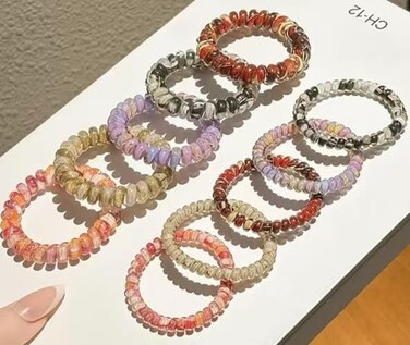 10Pcs Hair Spiral Ties Thin Hair Ties No Damage for Women Creaseless Hair Tie Kitsch Spiral Hair Ties Telephone Wire Hair Bands SP-6