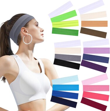 20 pcs/Set Sport Headbands for Women, Yoga Hair Bands for Women's Hair Soft Elastic High Stretchy Teens Girls Athletic Headbands