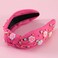 Flower Knotted Headbands for Women Sparkly Beaded Crystal Floral Headband Wide Top Knot Fancy Embellished Hairband Fashion Girls Summer Holiday Hair Accessories B-Hot Pink