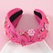 Flower Knotted Headbands for Women Sparkly Beaded Crystal Floral Headband Wide Top Knot Fancy Embellished Hairband Fashion Girls Summer Holiday Hair Accessories B-Hot Pink