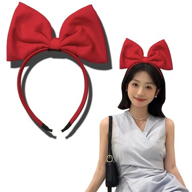Red Halloween Bow Headband Women Hairband Headdress Decorations for Women Red Hair Accessories Bowknot Headband for Women Costumes Outfit Red Hair Bow Halloween Costumes for Women Girls