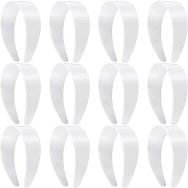 Chuangdi 12 Pieces Plastic Headbands Wide Hard Plain Craft Headband Plastic Hairband for DIY Hair Accessories Women(2 Inch,White)