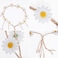 Sucrain 2pcs Flower Hippie Headband Floral Crown Summer Sunflower Hair Accessories for 70 s Bohemian Costumes Style(White+White)
