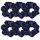 6 Pcs Satin Silk Scrunchies - Soft Hair Ties, Fashion Bands, Bows, Ropes, Elastic Bracelets, Ponytail Holders for Women and Girls (4.5 Inch, Navy Blue)