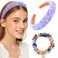 Purple Beads Wide Headbands Padded Hairbands Gorgeous Embellished Hair Hoop with Beaded Hair Ties Summer Head Bands for Women