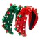 TailaiMei 2Pcs Christmas Rhinestone Knotted Headband for Women, Red &amp; Green Jeweled Crystal Embellished Ladies Twist Wide Hair Band Accessories Holiday Makeup Hair Hoop Gifts (Pearl)