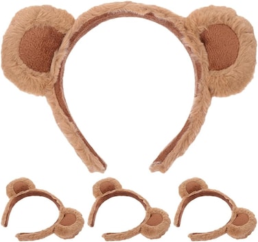 Ipetboom 4pcs Bear Ear Headband Cute Ears Hairband Bear Ears Headband for Girl Spa Headbands for Washing Face Bear Headband Cosplay Ears Headband Bear Ears Headband for Cosplay Brown Fabric