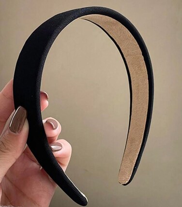 TERSE Black Headbands for Women Non Slip 1 Inch Wide Fashion Headband Dressy Elastic Hard Black Head Band for Women's Hair Solid Plain Hairband DIY Holiday Costume Hair Accessories for Girls