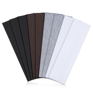 Headbands for Women Non Slip - 9 Pcs Fabric Elastic Hair Bands for Women's Hair, Soft Cotton Cloth Stretchy Sport Headbands, Sweat Absorption Athletic Headbands for Workout Yoga Running - E