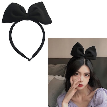 RFTWXHPN Large Black Bow Headbands for Women Girls Bowknot Head Band Big Bows Headband Christmas Halloween Party Cosplay Headdress for Women Black Bowknot Hair Bands Accessories