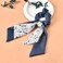 Bow Hair Ties for Women Girls Bowknot Scrunchie for Women Girls Hair Ties with Bows for Hair Scrunchies with Double Bow Knot Hair Ribbon with Floral Print Navy Blue Satin Scrunchies for Women Girls