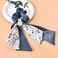 Bow Hair Ties for Women Girls Bowknot Scrunchie for Women Girls Hair Ties with Bows for Hair Scrunchies with Double Bow Knot Hair Ribbon with Floral Print Navy Blue Satin Scrunchies for Women Girls