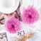 2 PCS Hot Pink Pom Pom Hair Tie Fuzzy Scrunchies Furry Hair Bands With Faux Rabbit Fur Fluffy Elastic Hair Bobbles Ponytail Holders Girls Women Hair Accessories
