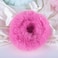 2 PCS Hot Pink Pom Pom Hair Tie Fuzzy Scrunchies Furry Hair Bands With Faux Rabbit Fur Fluffy Elastic Hair Bobbles Ponytail Holders Girls Women Hair Accessories