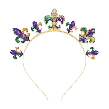 Mardi Gras Headband,Mardi Gras Accessories,Glitter Carnival Headbands for Women,Fleur De Lis Hairband for Holiday Party Hair Hoop Accessories