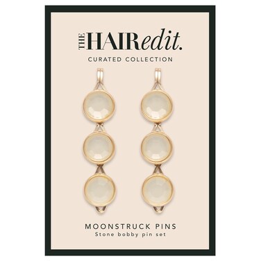 The Hair Edit Moonstruck Pins - Soft Gold and Faceted Stone Bobby Pin Set