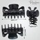 Parcelona French Classic Very Small 1 1/2" Claw Clips with Tight Spring Set of 2 Girls Hair Jaw Claw Clips Durable Styling Women Hair Accessories, Made in France (Solid Black)