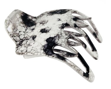 Parcelona French Paw White Black Wide Side Slide In Jaw Yoga Hair Claw Clip (White Black)