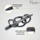 Parcelona French Triple Ringed 3.5" Celluloid Hair Slider Pin Thru Holder Barrette Non Slip Ponytail Women Hair Accessories Barrette with Stick for Girls, Made in France (Glossy Black)