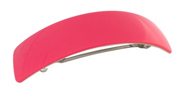 French Amie Curved Pink Large 3 &frac34;&rdquo; Handmade Celluloid Automatic Volume Hair Clip Barrette (Pink)